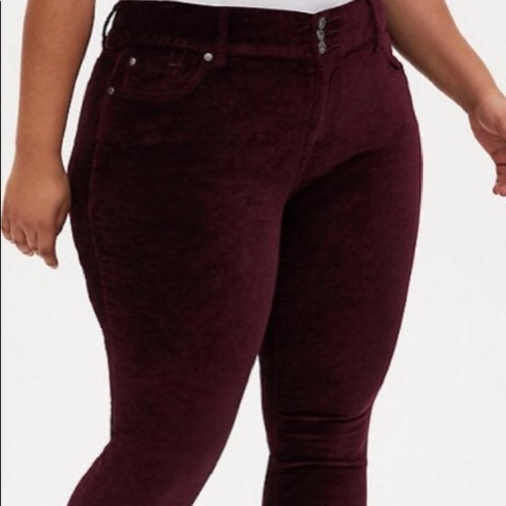 🌟 Velveteen High Rise Jeggings Stretch Pants - Purple-Burgundy